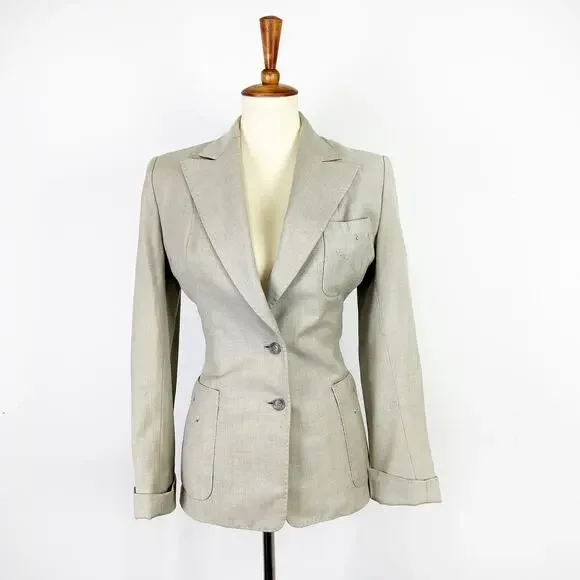 Vintage 50s embroidered beige blazer Tailored by Buddy Bates Size XS - Picture 3 of 11